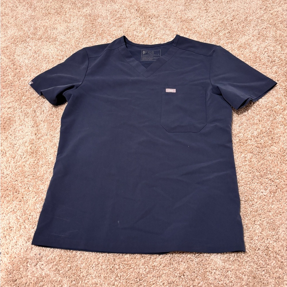 Figs Steel Blue Scrub Top sz small